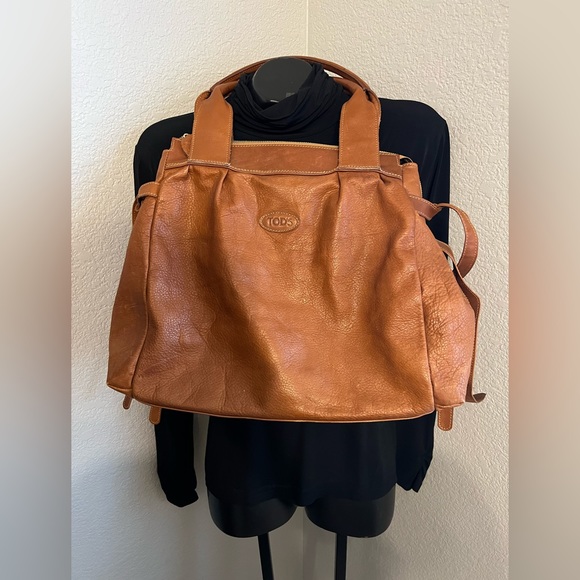 TOD’S leather purse bag Vintage brown camel - Picture 2 of 12